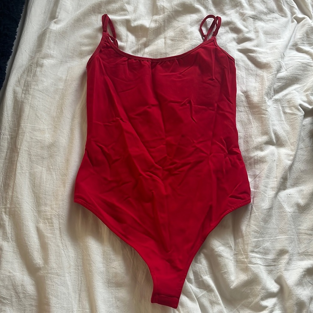 free people red bodycon thong bodysuit